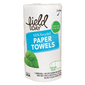 Field Day 2 Ply White Custom Size Paper Towels 1 roll
