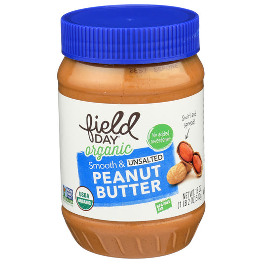 Field Day Smooth & Unsalted Peanut Butter Organic 18 oz