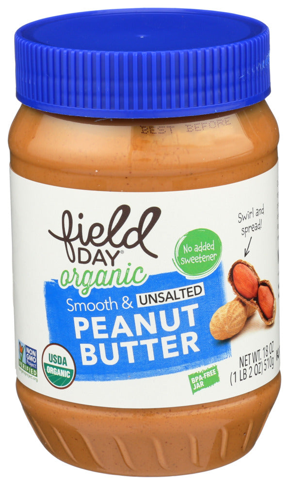 Field Day Smooth & Unsalted Peanut Butter Organic 18 oz