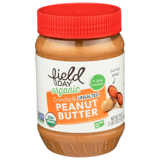 Field Day Crunchy & Unsalted Peanut Butter Organic 18 oz