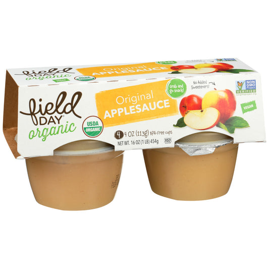 Field Day Organic Original Grab & Go Apple Sauce, Case Of 18, 4/4 oz