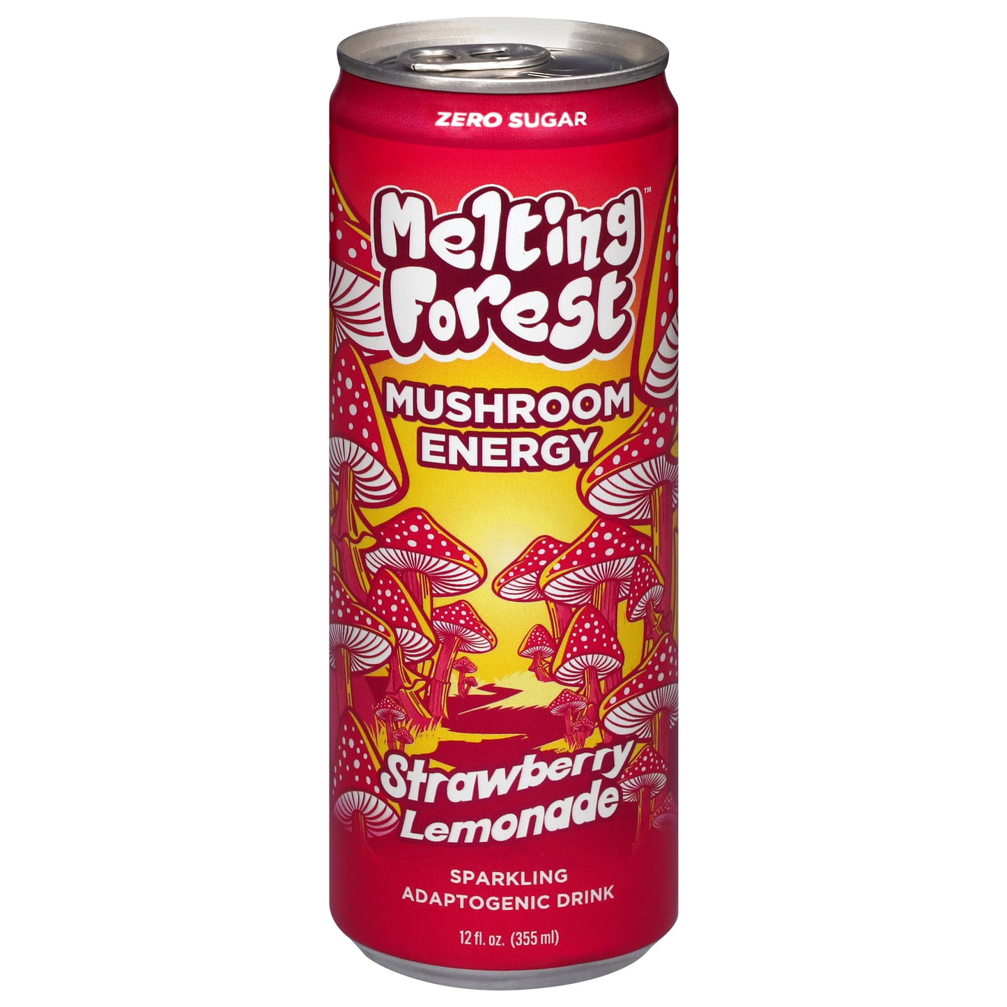 Melting Forest Zero Sugar Mushroom Energy Sparkling Strawberry Lemonade Adaptogenic Drink 12 fl oz