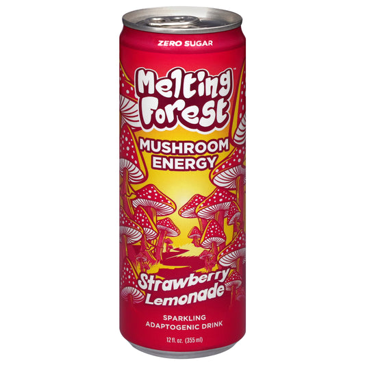Melting Forest Zero Sugar Mushroom Energy Sparkling Strawberry Lemonade Adaptogenic Drink 12 fl oz