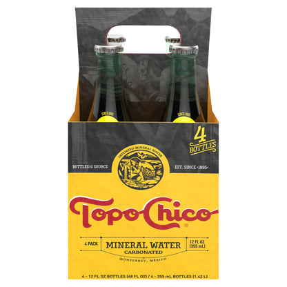 Topo Chico Mineral Water Glass Bottles, 12 fl oz, 4 Pack