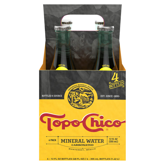 Topo Chico Mineral Water Glass Bottles, 12 fl oz, 4 Pack