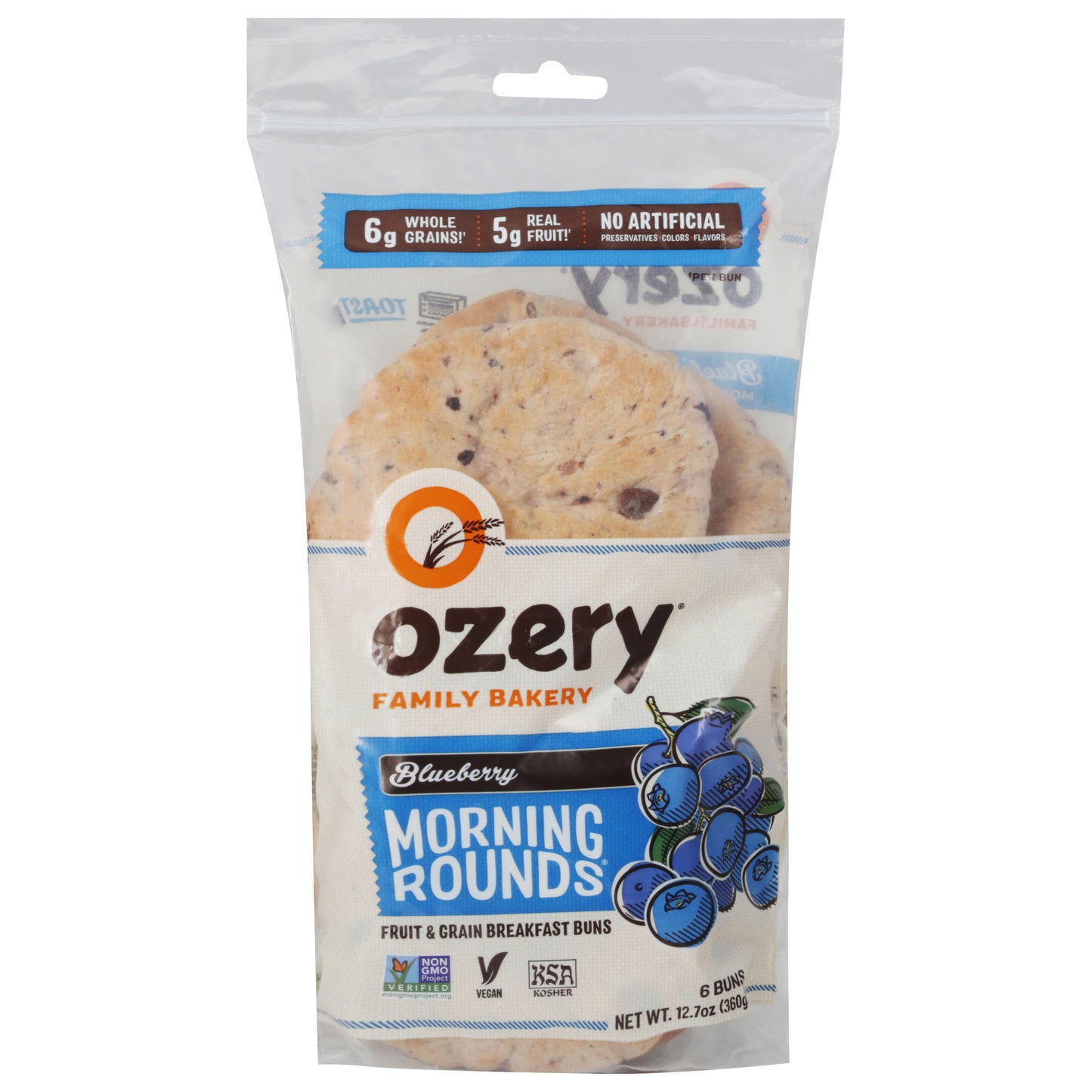 Ozery Morning Rounds Blueberry Fruit & Grain Breakfast Buns 6 ea