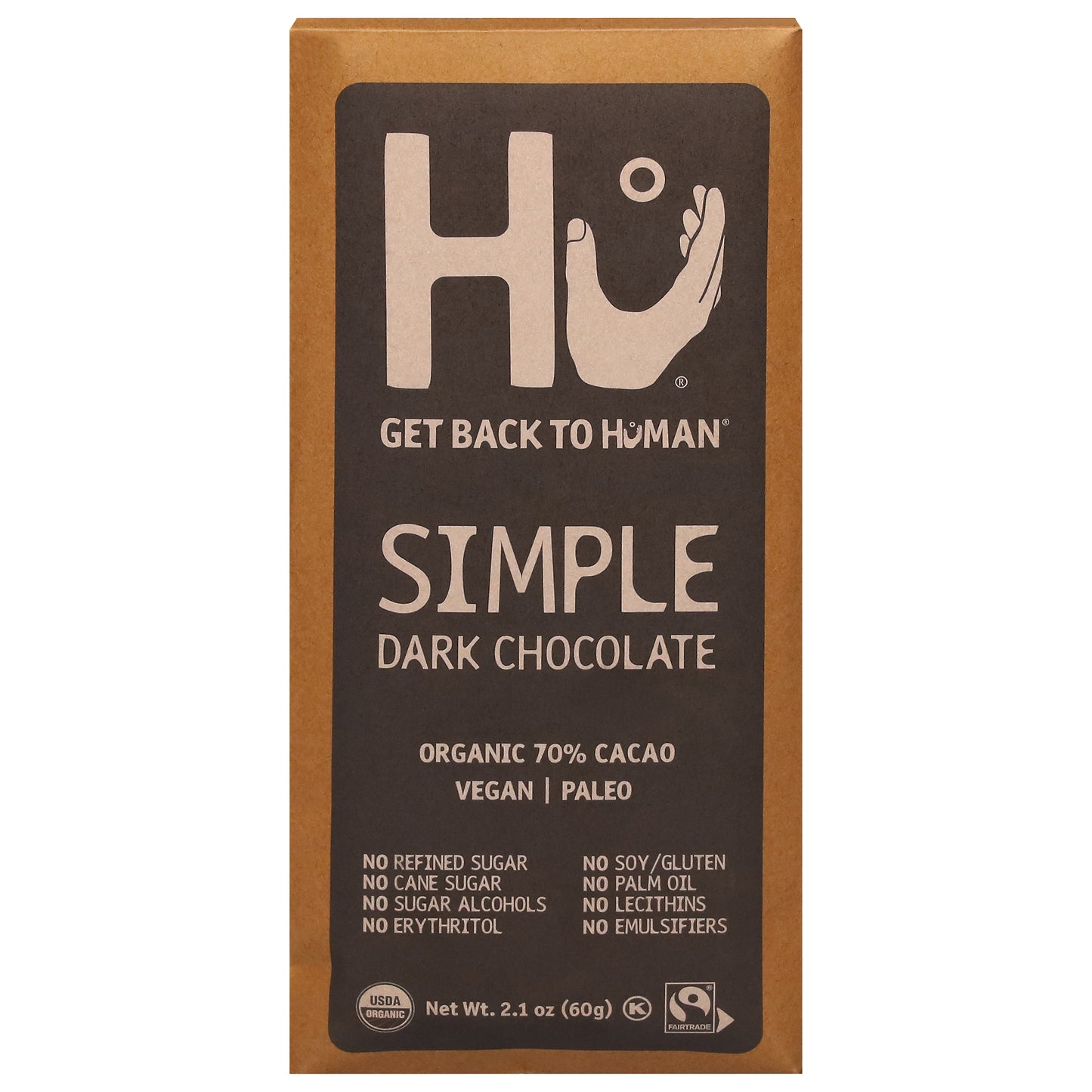 Hu Organic 70% Cacao Simple Dark Chocolate 2.1 oz