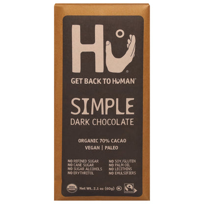 Hu Organic 70% Cacao Simple Dark Chocolate 2.1 oz