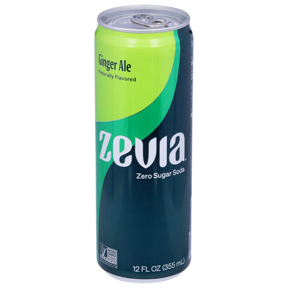 Zevia Zero Sugar Ginger Ale Soda 12 fl oz