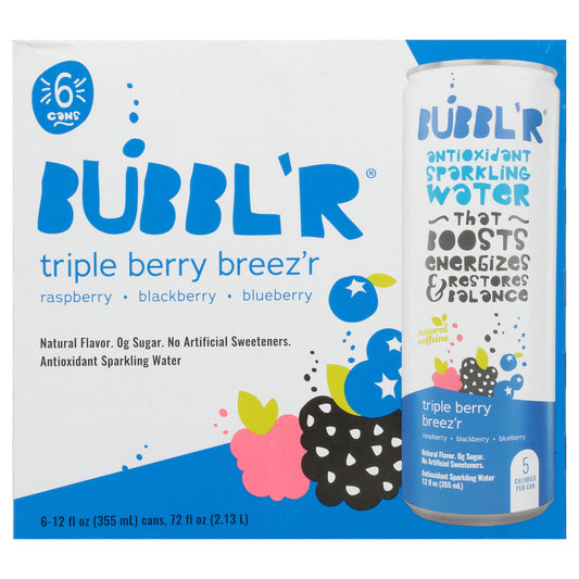BUBBL'R Antioxidant Sparkling Water - triple berry breez’r - 6pk - 12 fl oz