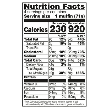 Udi's Gluten Free Blueberry Muffins, Frozen, 10 oz. 4 Count