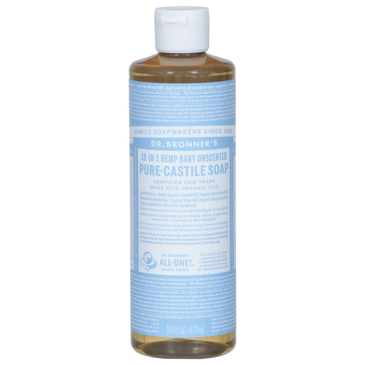 Dr. Bronner's Baby 18-in-1 Hemp Pure-Castile Unscented Soap 16 fl oz