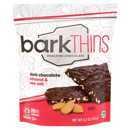 barkTHINS Dark Chocolate, Almond and Sea Salt Snacking Chocolate, Halloween, 4.7 oz, Bag