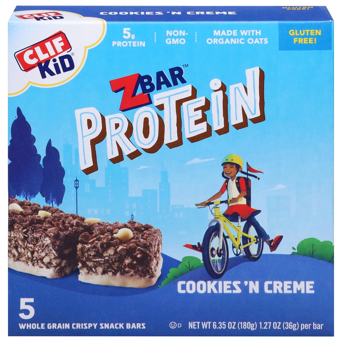 Zbar Protein Whole Grain Crispy Cookies 'N Creme Snack Bars 5 - 1.27 oz Bars