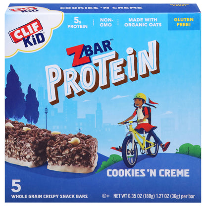 Zbar Protein Whole Grain Crispy Cookies 'N Creme Snack Bars 5 - 1.27 oz Bars