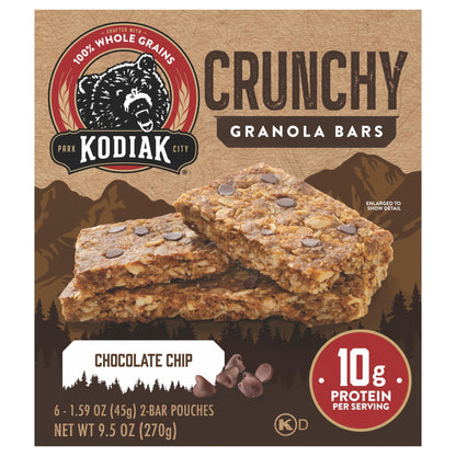 Crunchy Granola Bar, Chocolate Chip, 9.5 oz/6 ct