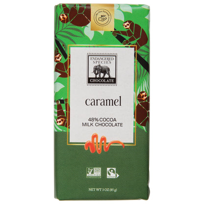 Endangered Species 48% Cocoa Caramel Milk Chocolate 3 oz