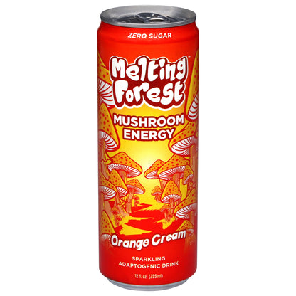 Melting Forest Zero Sugar Mushroom Energy Sparkling Orange Cream Adaptogenic Drink 12 fl oz