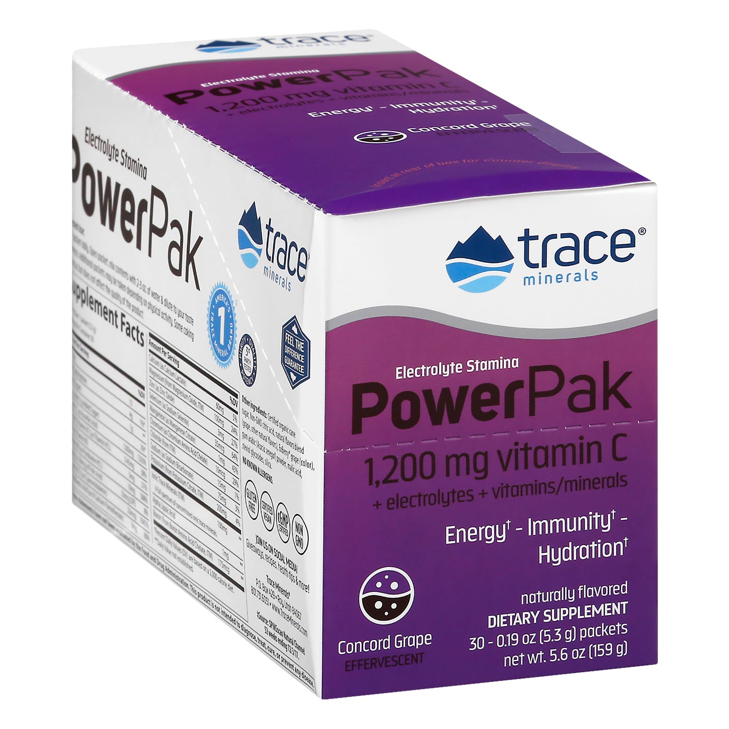 Trace Power Pak Effervescent Concord Grape Electrolyte Stamina 1 ea
