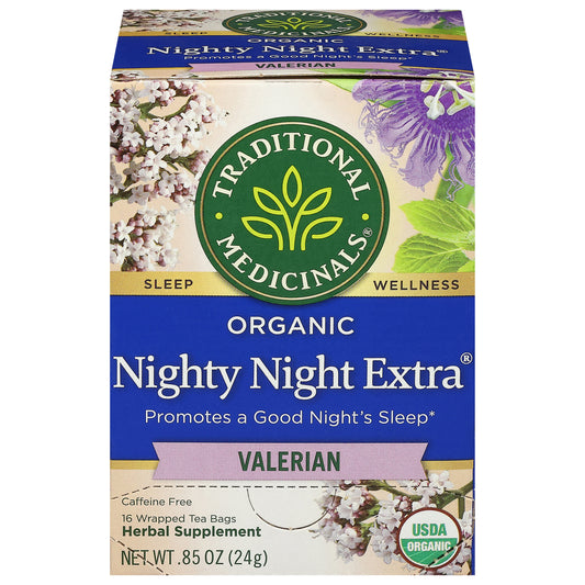 Traditional Medicinals Organic Nighty Night Extra Valerian Herbal Supplement 16 Tea Bags