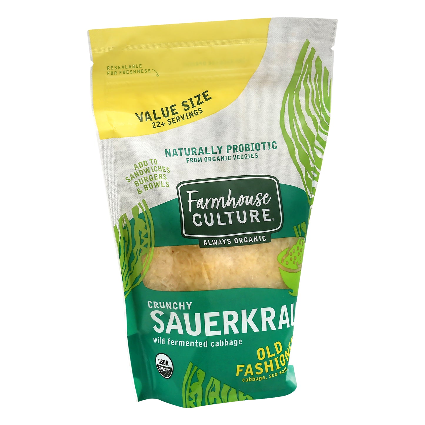 Farmhouse Culture Value Size Crunchy Old Fashioned Sauerkraut 25 oz