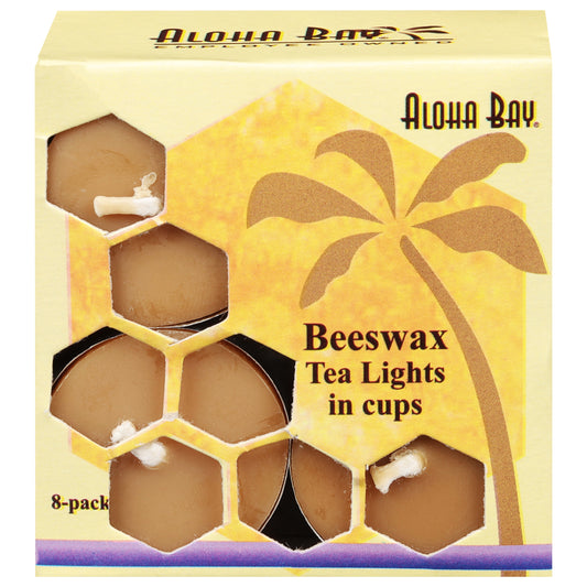 Aloha Bay Beeswax Tea Lights in Cups 8 ea