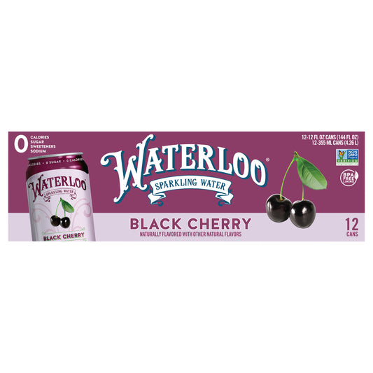 Waterloo Black Cherry Sparkling Water - 12pk / 12 fl oz Cans