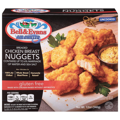 Bell & Evans Gluten Free Breaded Chicken Breast Nuggets, 12 oz, Uncooked