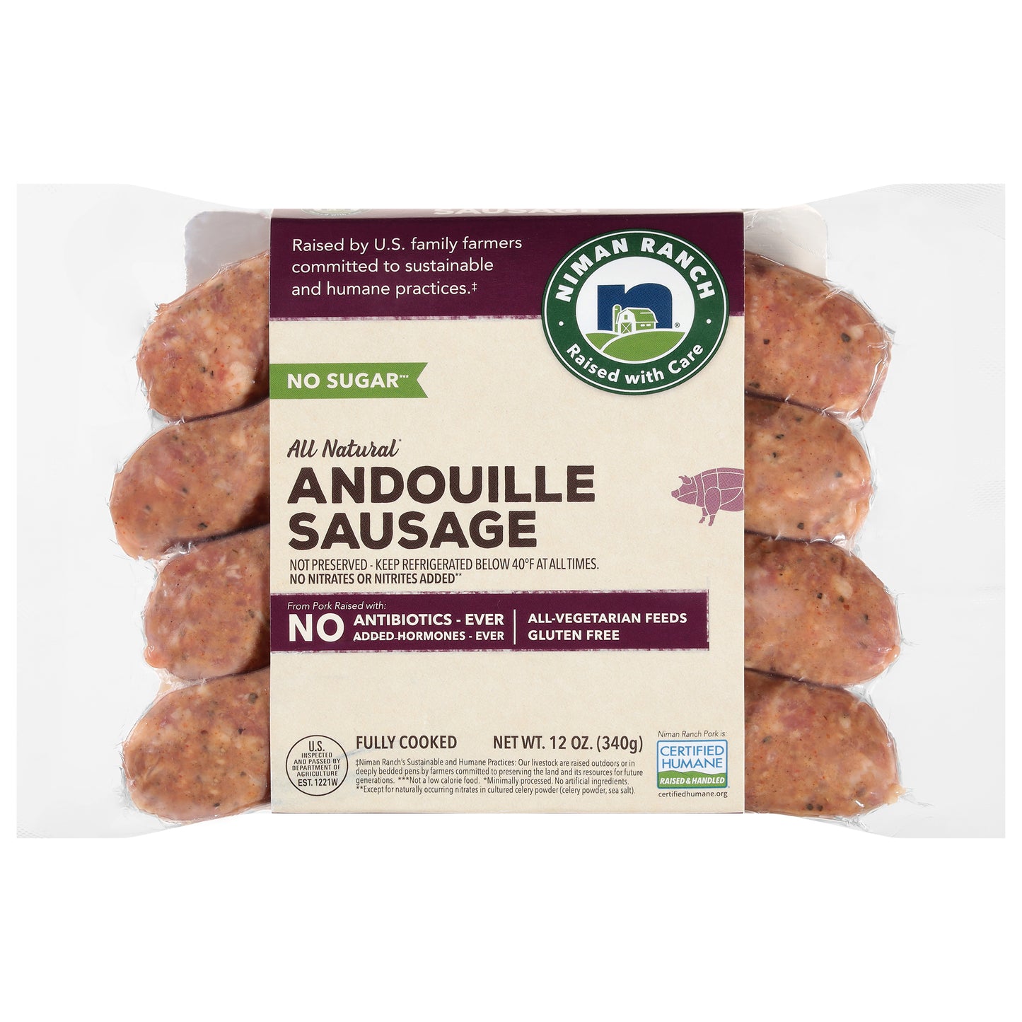 Niman Ranch No Sugar Andouille Sausage 12 oz