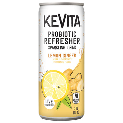 KeVita Sparkling Probiotic Drink, Lemon Ginger, 12 Fl Oz Can