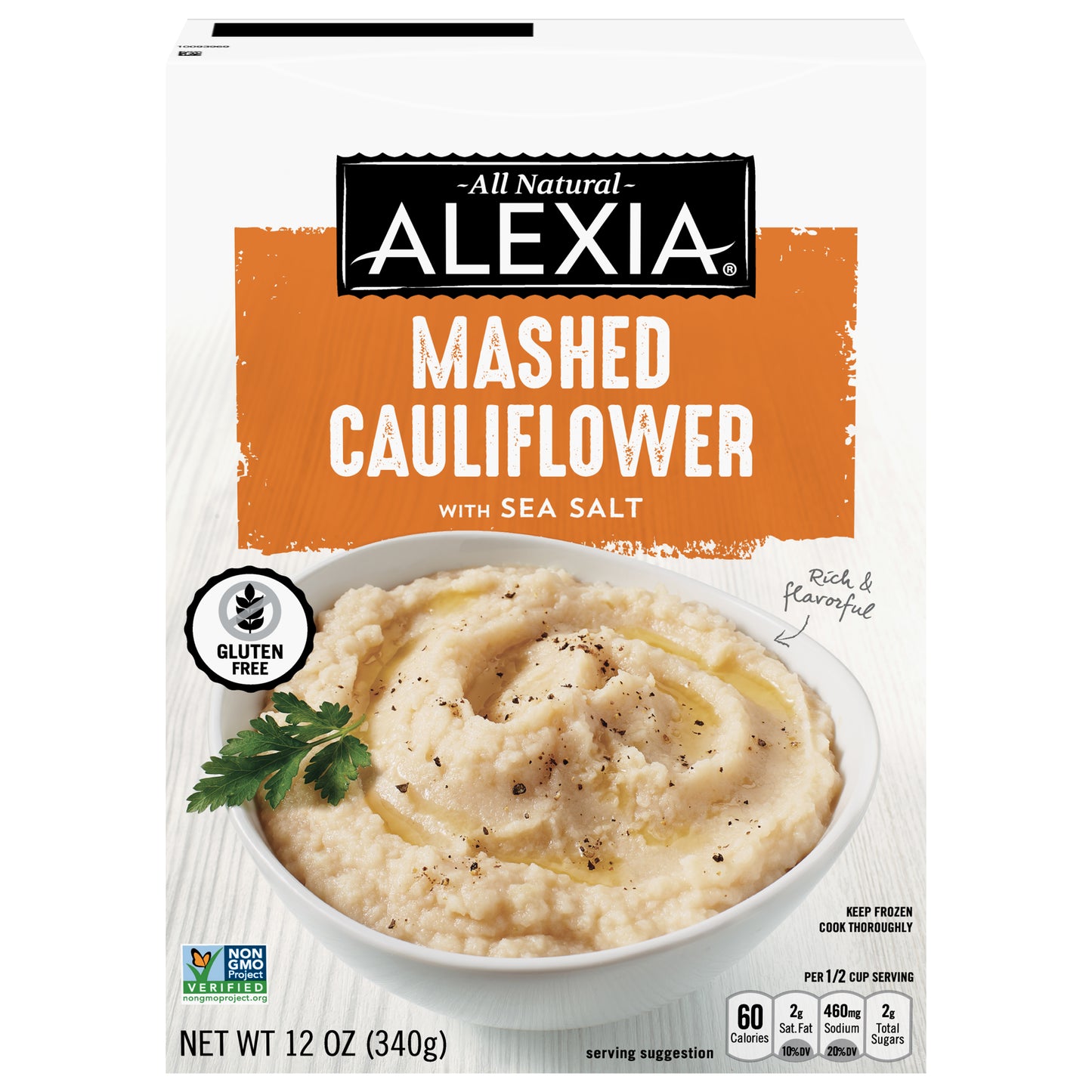 Alexia Mashed Cauliflower with Sea Salt, Frozen Side, 12 OZ