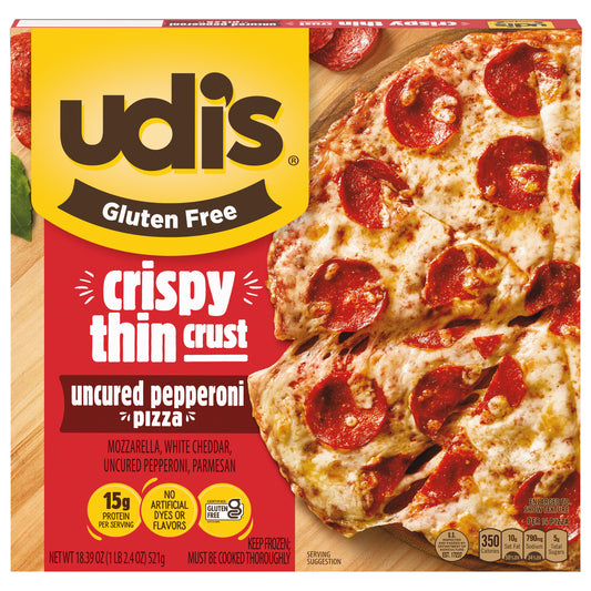 Udi's Gluten Free Pepperoni Pizza With Crispy Thin Crust, Frozen, 18.36 oz.