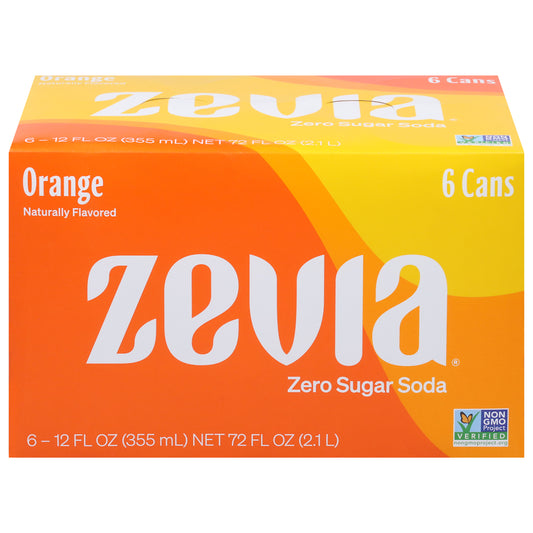 Zevia Zero Sugar Orange Soda 6 - 12 fl oz Cans