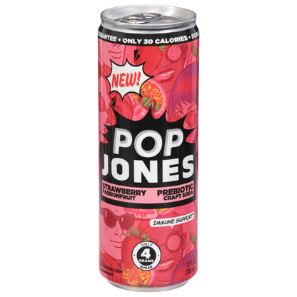 Pop Jones Strawberry Passionfruit Prebiotic Craft Soda 12 fl oz