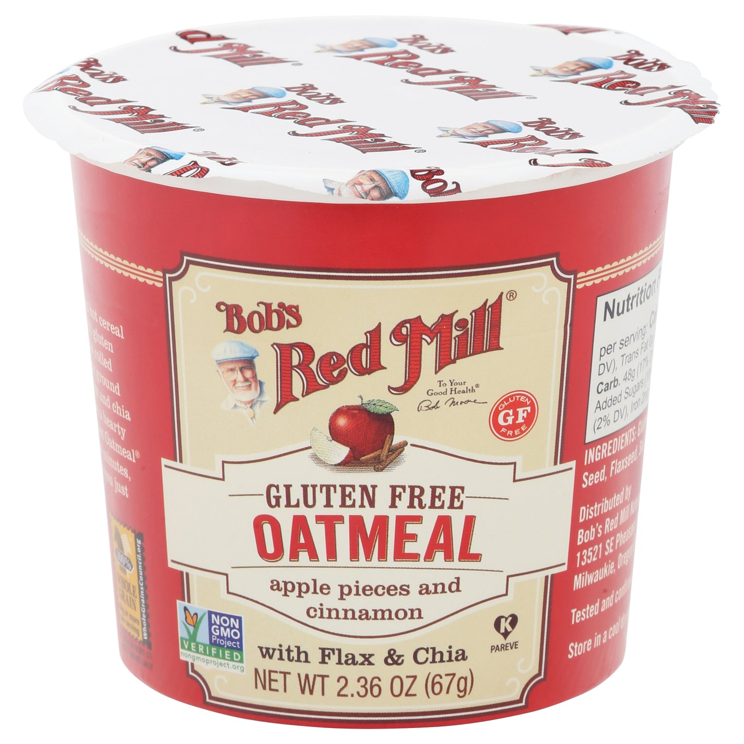 Bob's Red Mill Gluten Free Apple Pieces & Cinnamon Oatmeal with Flax & Chia 2.36 oz