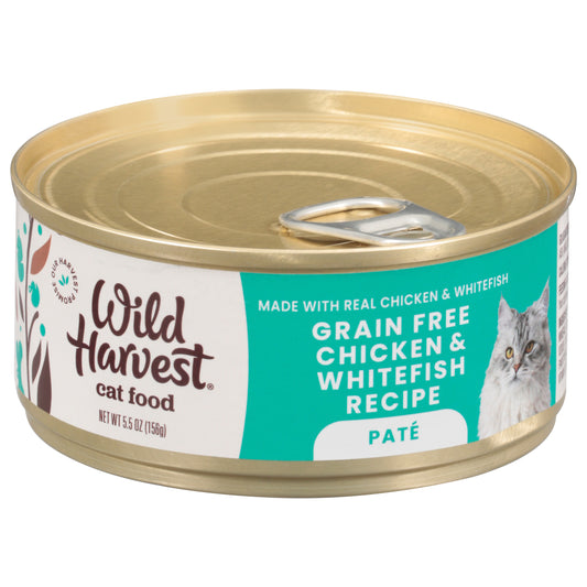 Wild Harvest Grain Free Pate Chicken & Whitefish Recipe Cat Food 5.5 oz