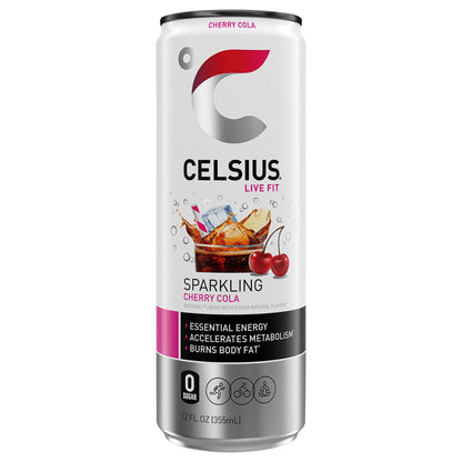 CELSIUS Sparkling Cherry Cola, Functional Energy Drink 12 Fl Oz Single Can