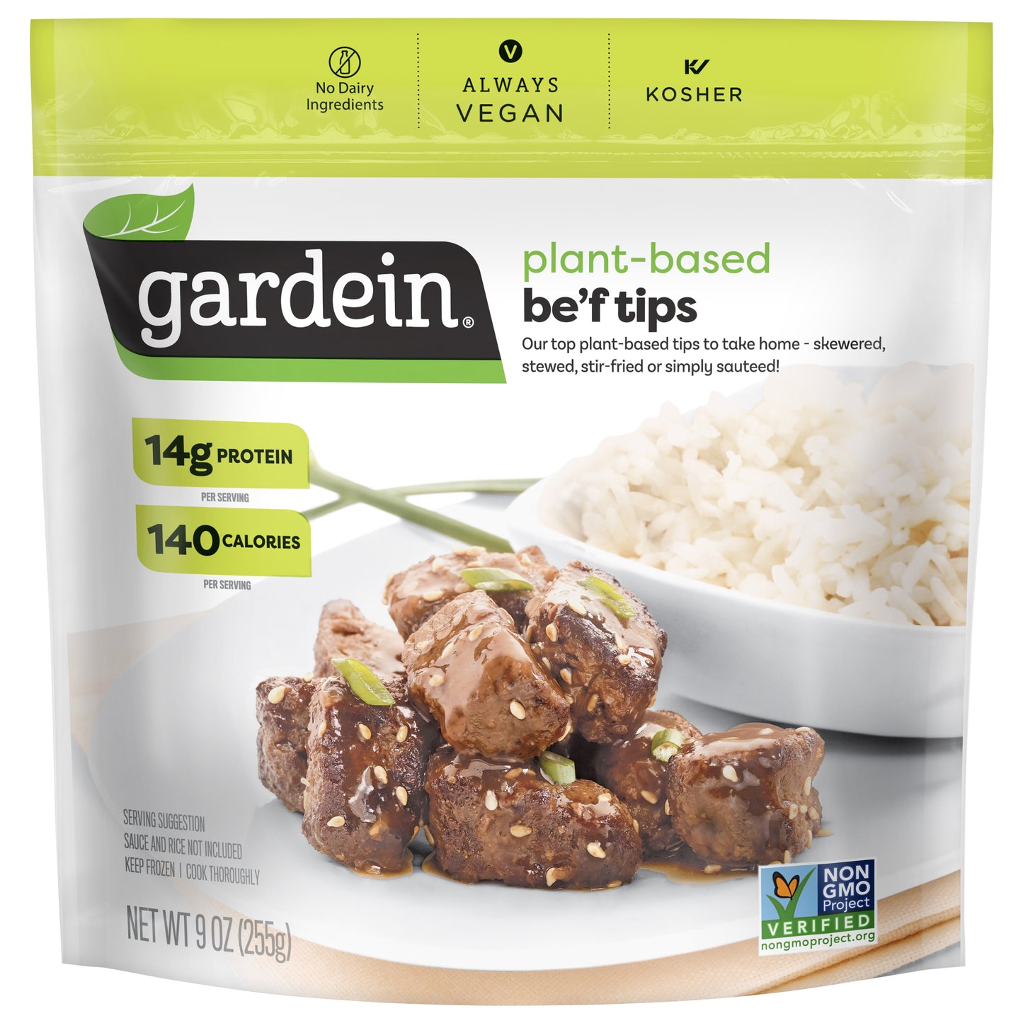 Gardein Plant-Based Protein Beefless Tips, Vegan, Frozen, 9 oz.