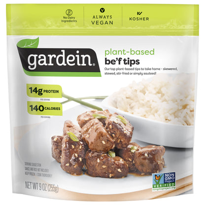 Gardein Plant-Based Protein Beefless Tips, Vegan, Frozen, 9 oz.
