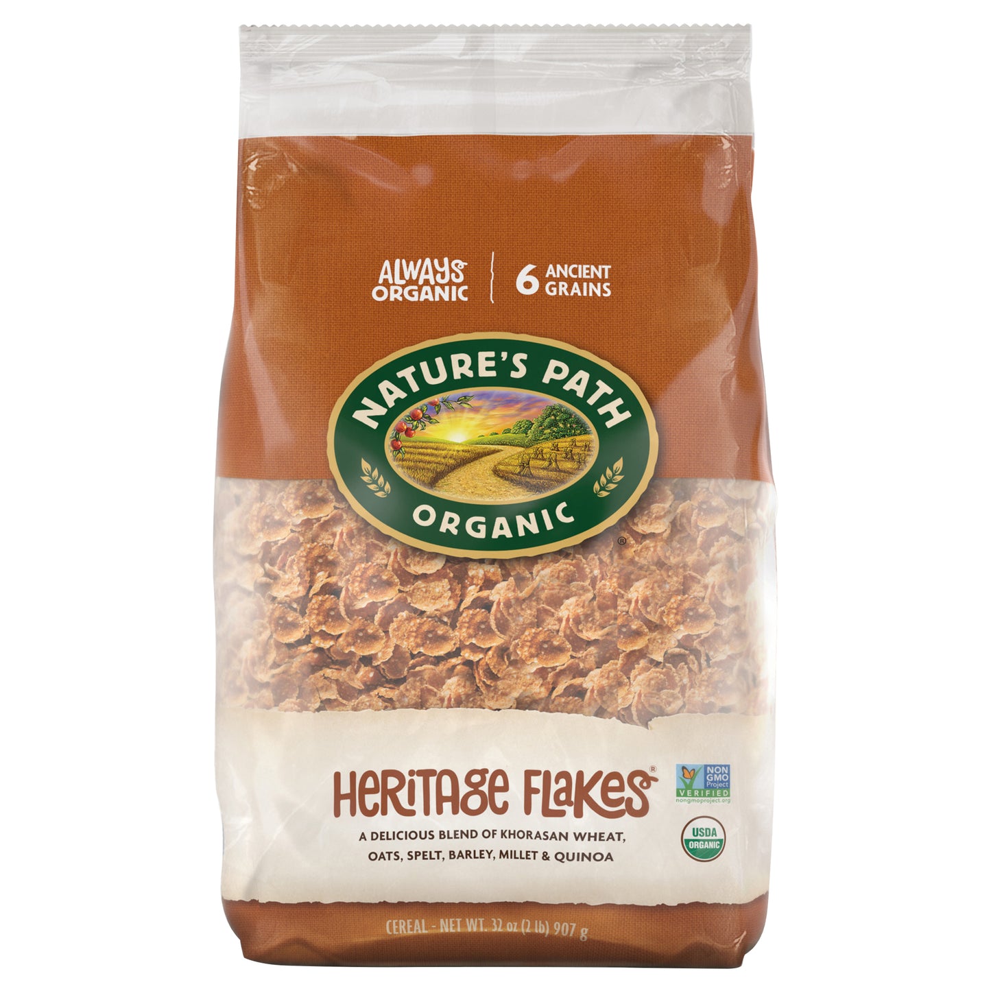Nature's Path Organic Heritage Flakes Cold Cereal 32oz EcoPac Bag