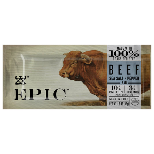 EPIC Beef Sea Salt and Pepper Gluten Free, Keto Consumer Friendly Protein Bar