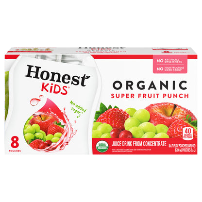 Honest Kids Super Fruit Punch Pouches, 6.75 fl oz, 8 Pack