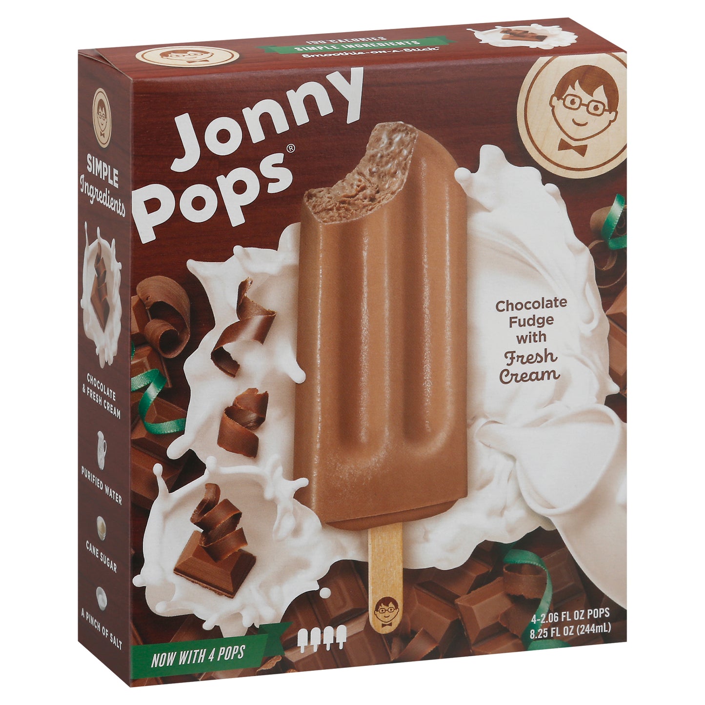 Jonny Pops Chocolate Fudge Ice Pops 4 - 2.06 fl oz Packs
