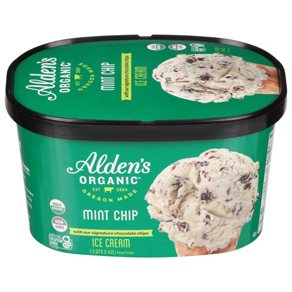 Alden's Organic Mint Chip Ice Cream with Our Signature Chocolate Chips 1.5 qt