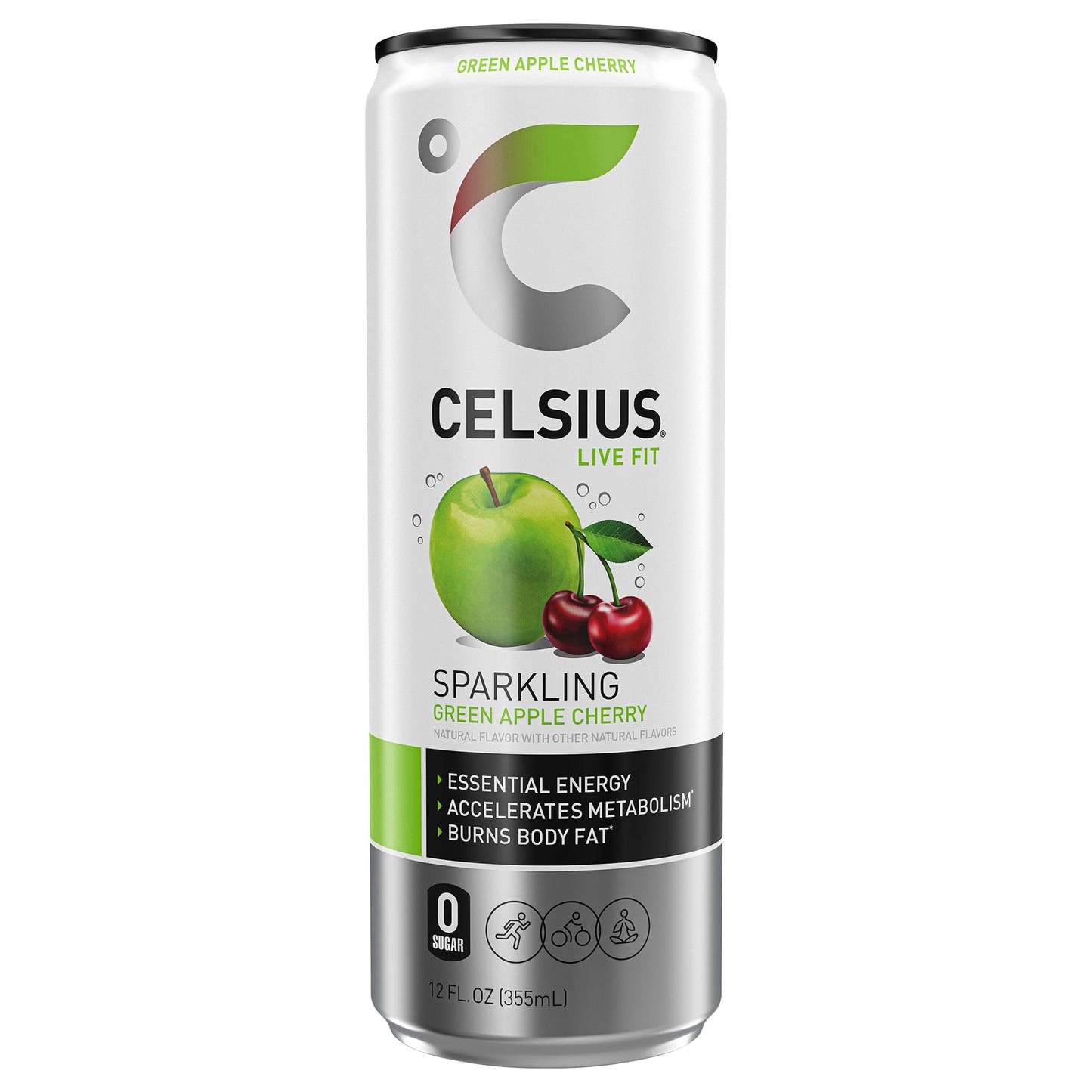 Celsius Live Fit Sparkling Energy Drink Green Apple Cherry 12 Fl Oz