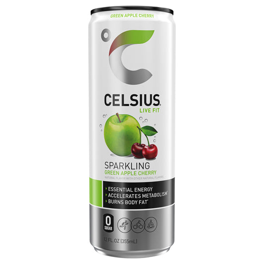 Celsius Live Fit Sparkling Energy Drink Green Apple Cherry 12 Fl Oz