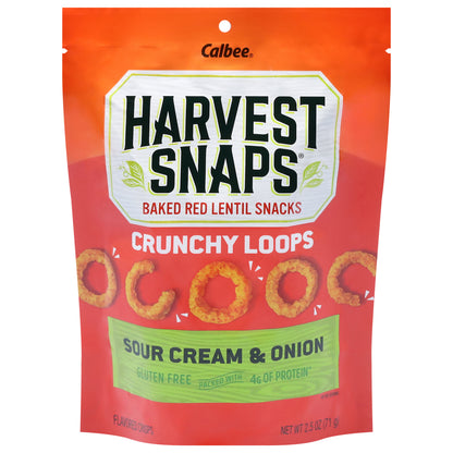 Harvest Snaps Crunchy Loops Sour Cream & Onion Baked Red Lentil Snacks 2.5 oz