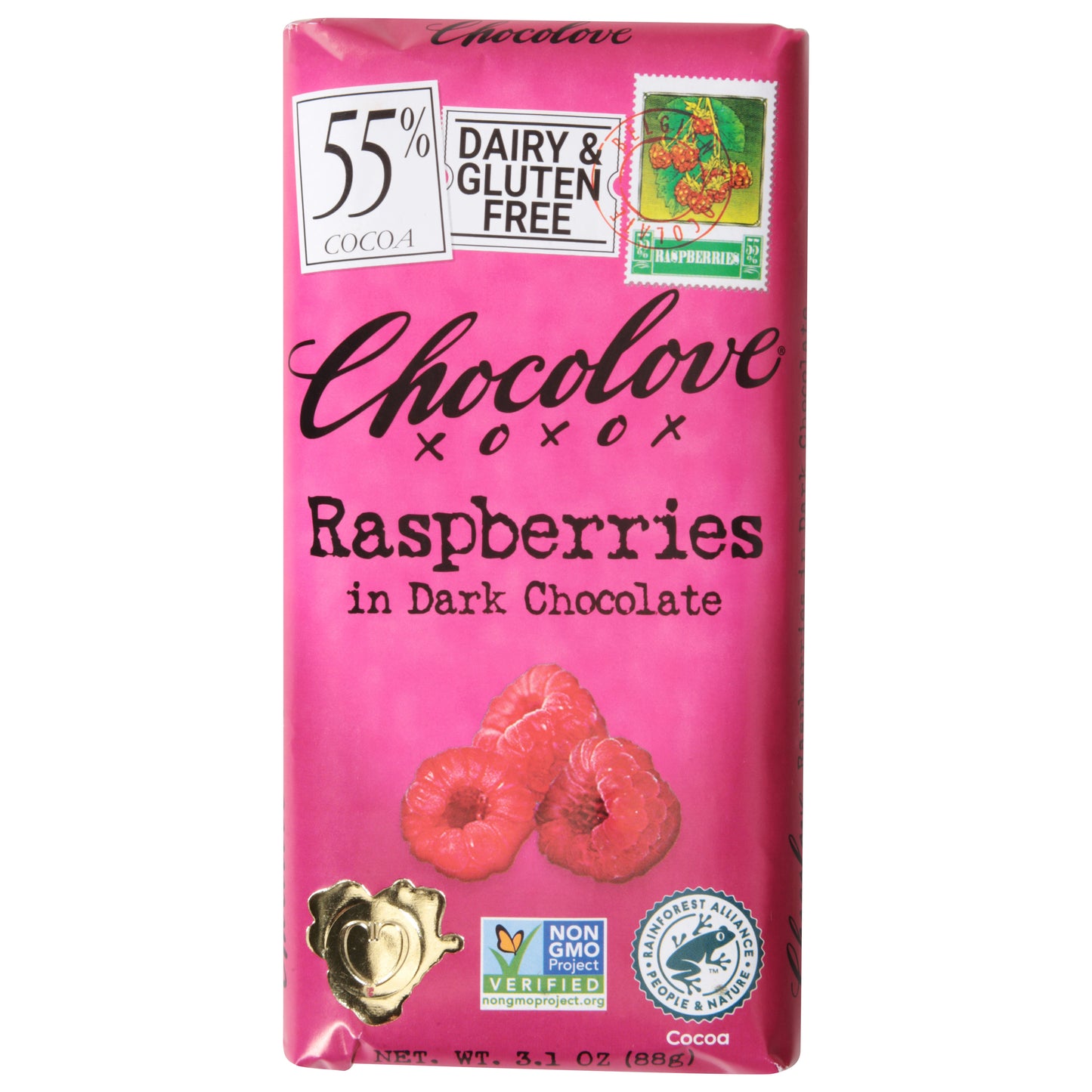 Chocolove 55% Cocoa Raspberries Dark Chocolate 3.1 oz