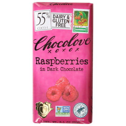 Chocolove 55% Cocoa Raspberries Dark Chocolate 3.1 oz