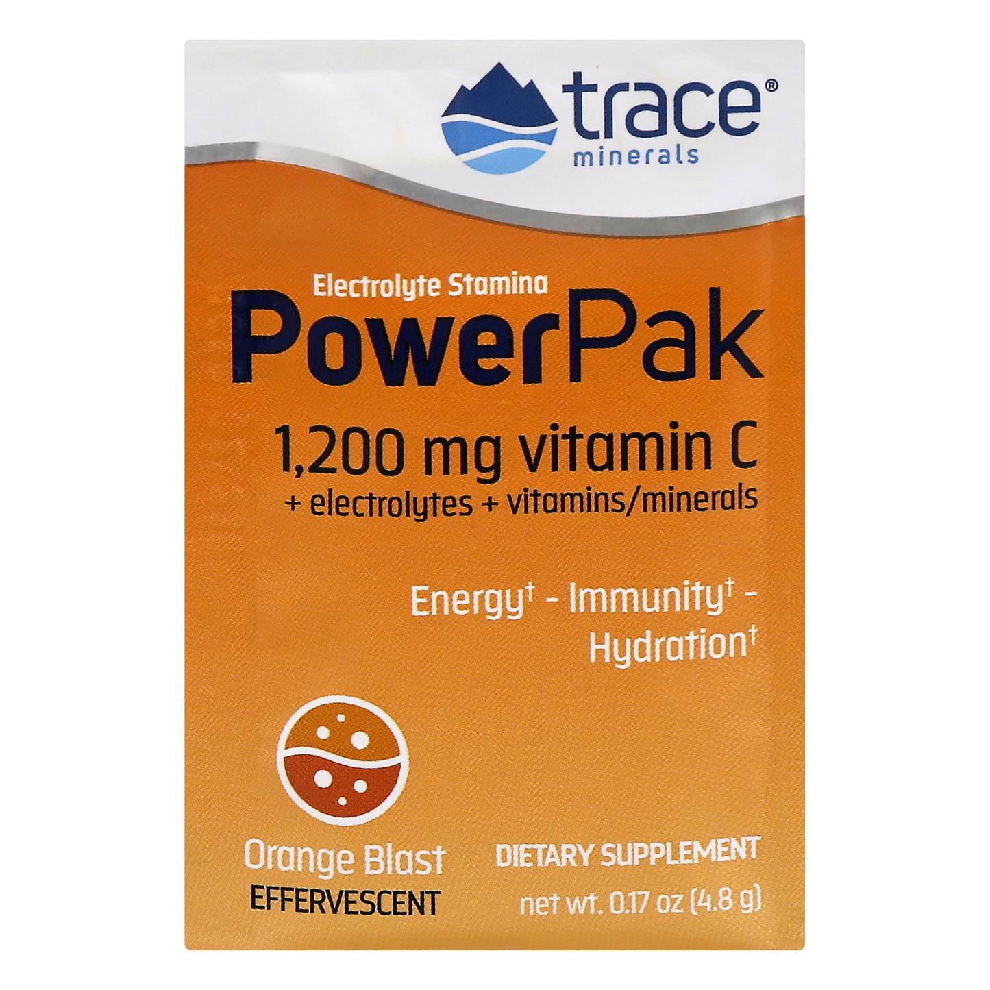 Trace Power Pak Effervescent Orange Blast Electrolyte Stamina 0.17 oz